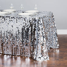 Load image into Gallery viewer, 88 X 154 in. Rectangular Payette Sequin Tablecloth (7 Colors)
