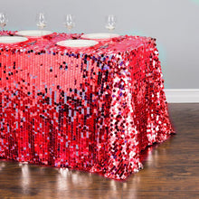 Load image into Gallery viewer, 88 X 130 in. Rectangular Payette Sequin Tablecloth Red