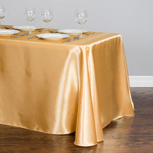 Load image into Gallery viewer, 90 x 132 in. Rectangular Satin Tablecloth Gold