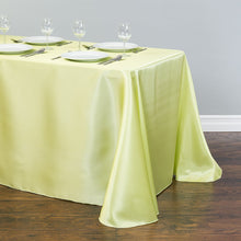 Load image into Gallery viewer, 90 x 132 in. Rectangular Satin Tablecloth Tea Green