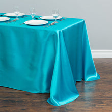 Load image into Gallery viewer, 90 x 132 in. Rectangular Satin Tablecloth Turquoise