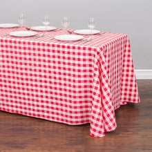 Load image into Gallery viewer, Bargain 90 X 156 in. Rectangular Polyester Tablecloth Red Checkered