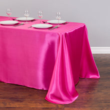 Load image into Gallery viewer, 90 x 132 in. Rectangular Satin Tablecloth Fuchsia
