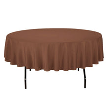 Load image into Gallery viewer, 90 in. Round Cotton-Feel Tablecloth Chocolate