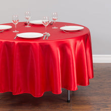 Load image into Gallery viewer, 90 in. Round Satin Tablecloth Red
