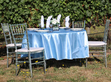 Load image into Gallery viewer, 90 in. Round Satin Tablecloth Serenity Blue