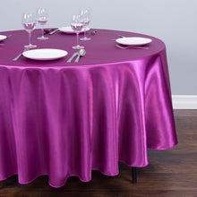 Load image into Gallery viewer, 90 in. Round Satin Tablecloth Purple Wine