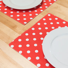 Load image into Gallery viewer, 13 X 19 in. White Polka Dots Cotton Placemats 4/Pack (6 colors)