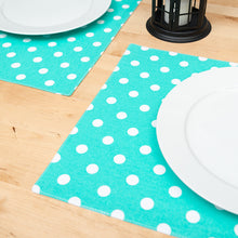 Load image into Gallery viewer, 13 X 19 in. White Polka Dots Cotton Placemats 4/Pack (6 colors)