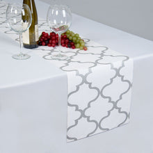 Load image into Gallery viewer, 13 x 90 in. Moroccan Print Cotton Table Runner Red & Silver