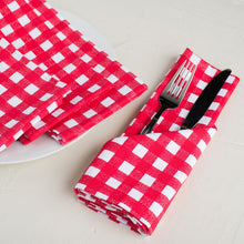 Load image into Gallery viewer, 19 X 19 in. Checkered Cotton Napkins 4/Pack Red & White