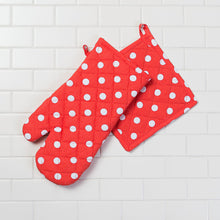 Load image into Gallery viewer, Polka Dots Cotton Oven Mitt / Pot Holder Set 4 Pack