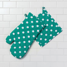 Load image into Gallery viewer, Polka Dots Cotton Oven Mitt / Pot Holder Set 4 Pack