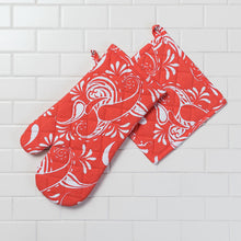 Load image into Gallery viewer, Paisley Cotton Oven Mitt / Pot Holder Set 4 Pack (5 Colors)