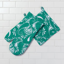 Load image into Gallery viewer, Paisley Cotton Oven Mitt / Pot Holder Set 4 Pack (5 Colors)