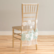 Load image into Gallery viewer, Tulle Rose Chiavari Chair Cap Turquoise