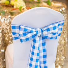 Load image into Gallery viewer, Polyester Chair Sash Blue & White Checkered (10/Pack)