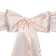 Load image into Gallery viewer, Bargain Blush Pink & White Striped Satin Sashes 10/Pack