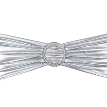 Load image into Gallery viewer, Stretch Chair Sash Metallic Silver With Round Buckle 5/Pack