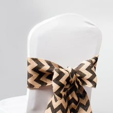 Load image into Gallery viewer, 6 X 104 in. Chevron Burlap Sash Charcoal
