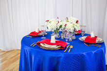 Load image into Gallery viewer, 90 in. Round Square-Point Damask Tablecloth Royal Blue