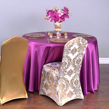 Load image into Gallery viewer, Metallic Damask Stretch Banquet Chair Cover (2 Colors)