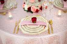 Load image into Gallery viewer, 85 in. Square Abstract Silk Embroidered Polyester Tablecloth Light Pink