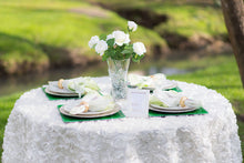 Load image into Gallery viewer, 85 in. Square Rosette Satin Overlay (13 Colors)