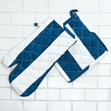 Load image into Gallery viewer, Striped Cotton Oven Mitt / Pot Holder Set 4 Pack (2 Colors)