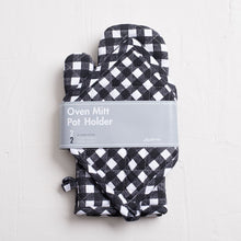 Load image into Gallery viewer, Checkered Cotton Oven Mitt/Pot Holder Set 4 pack (2 Colors)