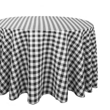 Load image into Gallery viewer, 120 in. Round Polyester Tablecloth Black & White Checkered