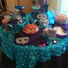 Load image into Gallery viewer, 85 in. Square Rosette Satin Overlay (13 Colors)