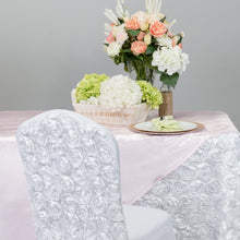 Load image into Gallery viewer, 88 X 130 in. Rectangular Rosette Satin Tablecloth (7 Colors)