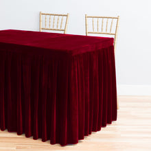 Load image into Gallery viewer, 6 ft. Fitted Velvet Table Skirt Burgundy