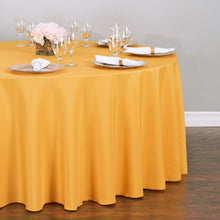 Load image into Gallery viewer, 108 in. Round Polyester Tablecloth Gold
