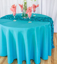 Load image into Gallery viewer, Bargain 108 In. Round Polyester Tablecloth Turquise
