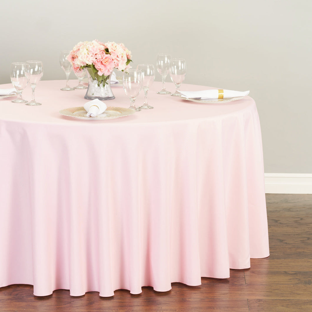 Bargain 108 In. Round Polyester Tablecloth Pink