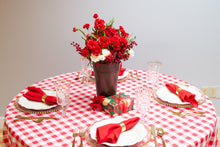 Load image into Gallery viewer, Bargain 120 in. Round Polyester Tablecloth Red and White Checkered
