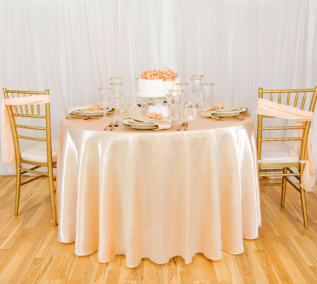 Bargain 118 in. Round Satin Tablecloth Peach