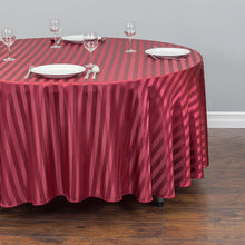 Load image into Gallery viewer, 108 in. Round Striped Satin Tablecloth
