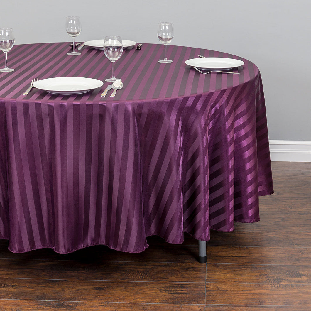 108 in. Round Striped Satin Tablecloth