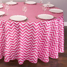 Load image into Gallery viewer, Bargain 118 in. Round Chevron Satin Tablecloth
