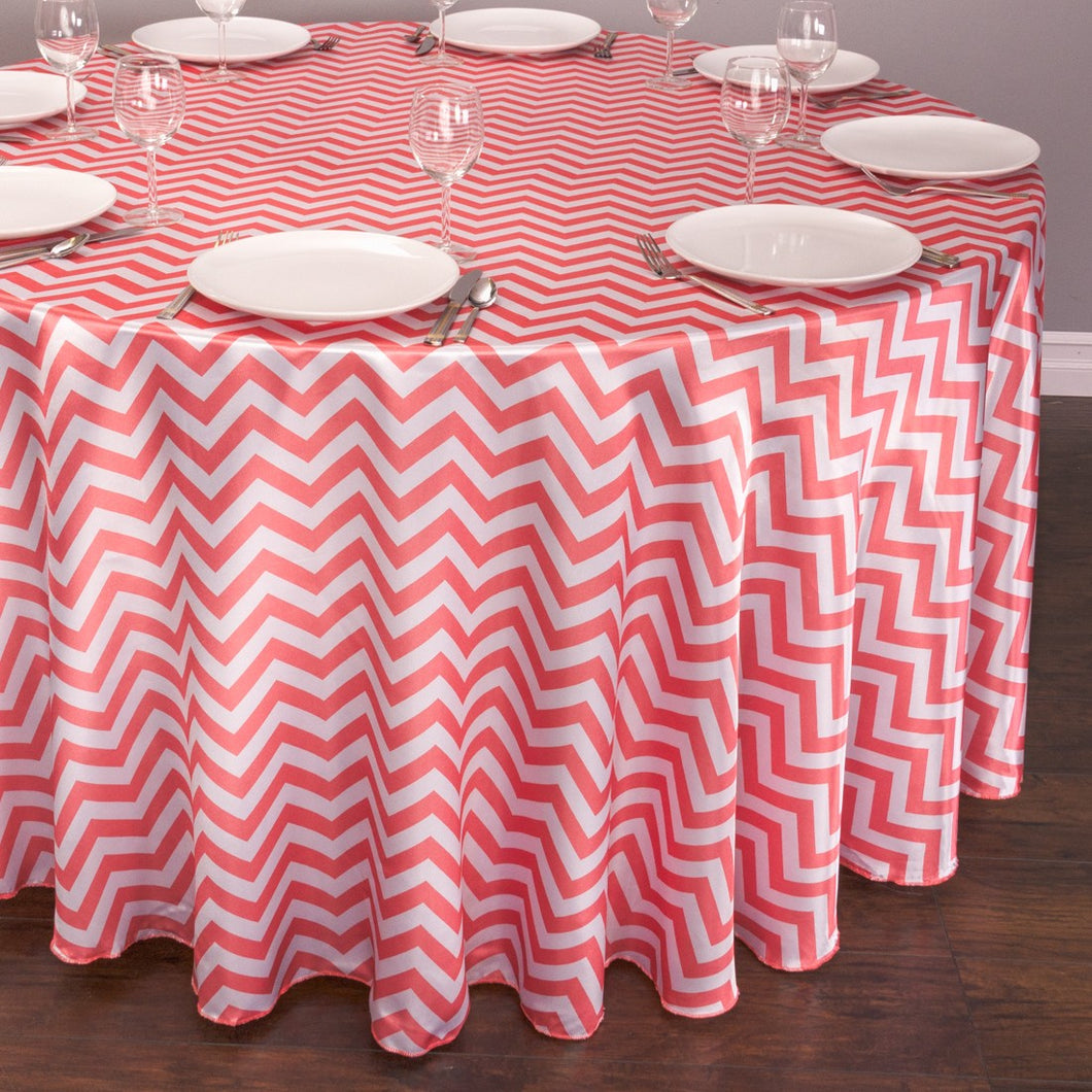 118 in. Round Chevron Satin Tablecloth (4 Colors)