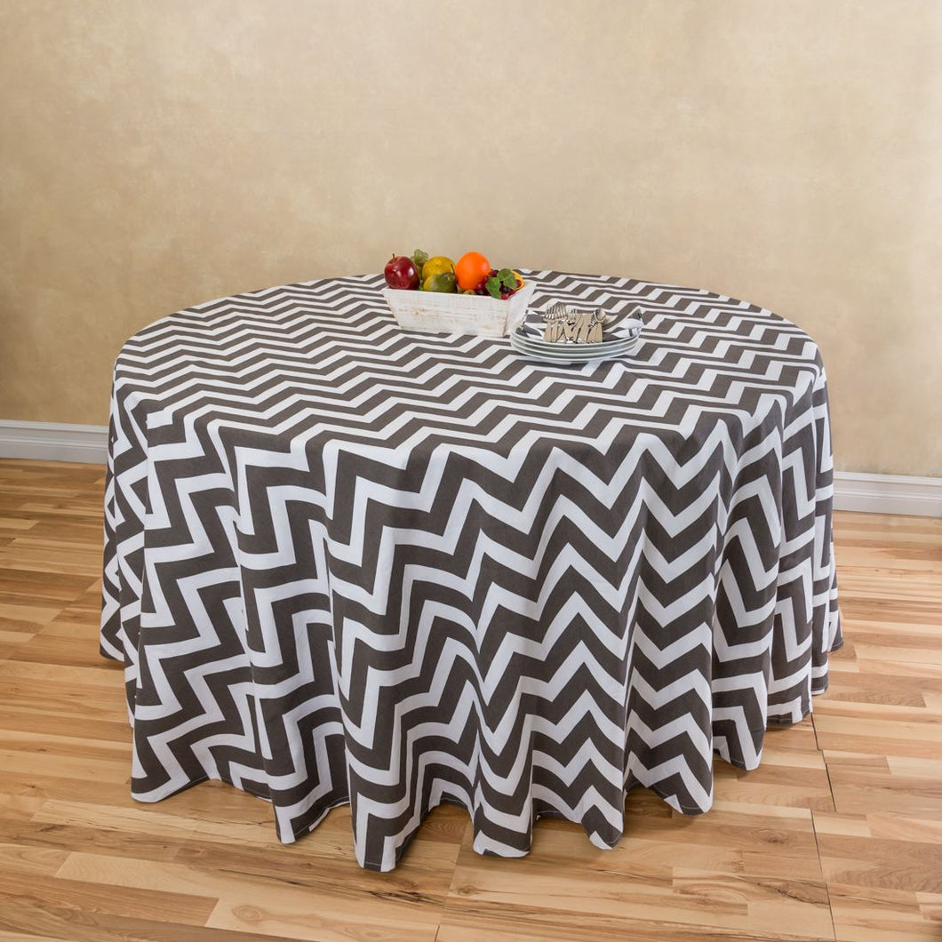 120 in. Chevron Round Cotton Tablecloth (9 Colors)