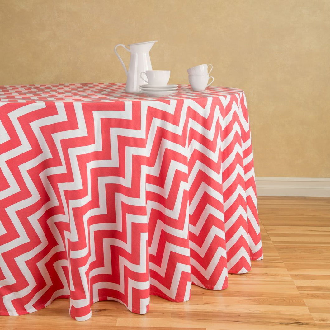 Bargain 120 in. Chevron Round Cotton Tablecloth (9 Colors)