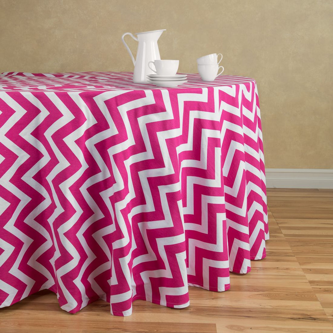 Bargain 120 in. Chevron Round Cotton Tablecloth