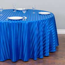 Load image into Gallery viewer, 108 in. Round Striped Satin Tablecloth
