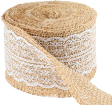 Load image into Gallery viewer, Burlap Ribbon Roll With Lace (12 Colors)
