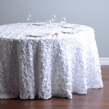 Load image into Gallery viewer, 130 in. Round Rosette Satin Tablecloth (14 Colors)
