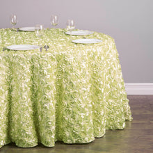 Load image into Gallery viewer, 130 in. Round Rosette Satin Tablecloth (14 Colors)
